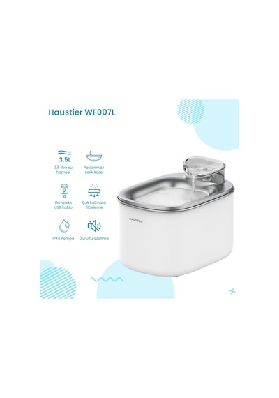 Haustier Hst-cb002-gri Akıllı Otomatik Kedi Tuvaleti, Hst-qq005 Beyaz Akıllı Mama Kabı , Hst-wf007l Beyaz Kedi Su Sebili 3 Lü Set Haustier Türkiye Garantili
