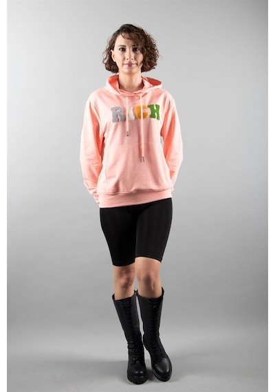 Pembe 2 Iplik Kapüşonlu Sweatshirt Çok Renkli