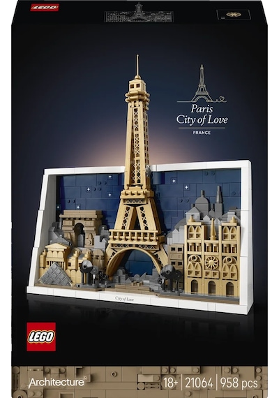 LEGO® Architecture Paris – Aşıklar Şehri 21064 – Yetişkinler için 4 Mimari Simge İçeren Dekoratif Model Yapım Seti (958 Parça)