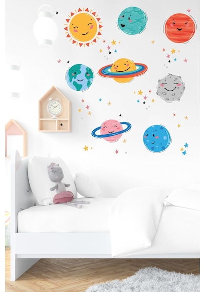 MSticker Sevimli Güneş,uzay Figürleri Ve Yıldızlar Çocuk Bebek Odası Sticker