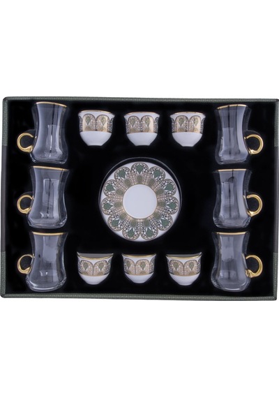 Decorium 18 Parça Kulplu Çay ve Mırra Takımı Hürrem M02028 Şeffaf