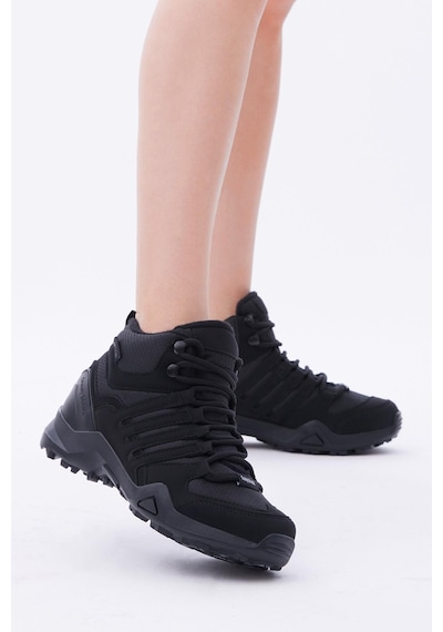 Tonny Black Rahat Kalıp Yanı Şerit Detaylı Bağcıklı Unisex Siyah Siyah Trekking Bot Tb242-0 Siyah Siyah