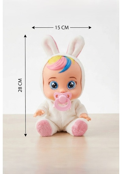 Konuşan Ve Gözyaşı Döken Kolları Ve Kafası Et Bebek Peluş Tulumlu 28 Cm Ağlayan Oyuncak Bebek Beyaz