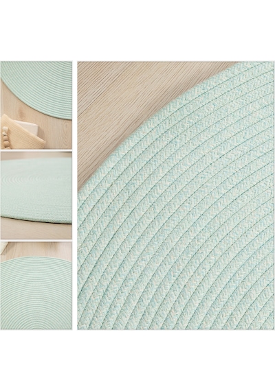 Ocean Home Textile Yıkanabilir Mint Kırçıllı Pamuklu Halı Kilim 120 Cm Çap