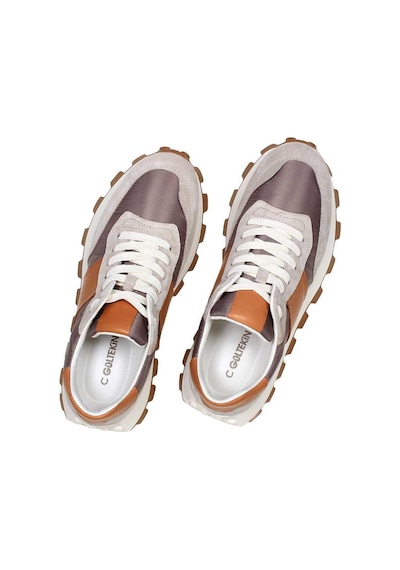 Erkek Bej Taba Bağcıklı Kalın Tabanlı Süet Deri Sneaker