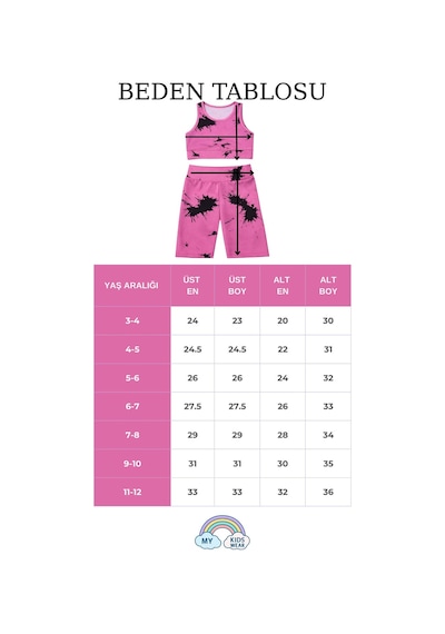 My Kids Wear Kız Çocuk Çok Amaçlı Desenli Mayo & Spor Takımı 12433 Beyaz - Yeşil