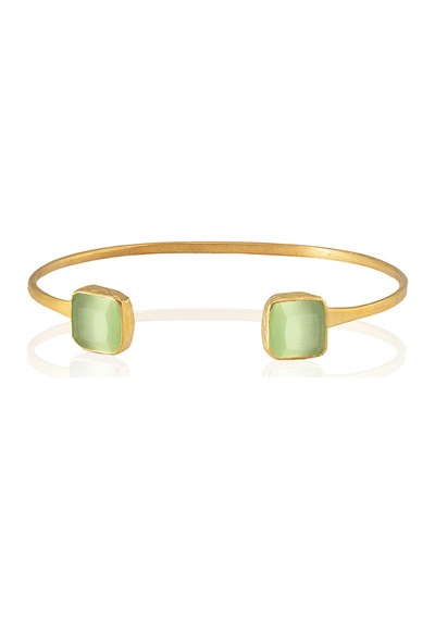 Kadir Jewellery 22 Ayar Altın Kaplama El İşçiliği Zirkon Taşlı Kadın Charm Bileklik Açık Yeşil