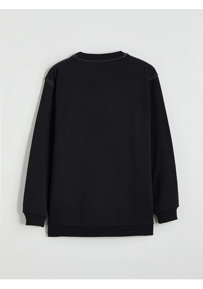 LC Waikiki Lcw Kids Siyah Baskılı Erkek Çocuk Kalın Sweatshirt New Blakız Çocuk