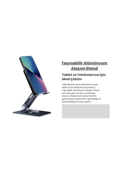 Cosmostech Telefon Ve Tablet Tutucu 360 Hareketli Katlanabilir Metal Masaüstü Stand Alüminyum