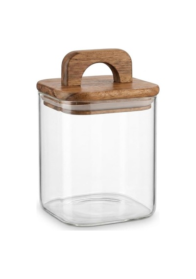 Akasya Kapaklı Kare Borosilikat Cam Kavanoz 700 Ml, 10 10 Cm, Contalı Tutma Kulplu Şeffaf Erzak Kabı, Kuruyemiş Diğer