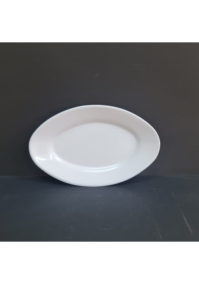 2 Adet Standart Melamin Oval Kayık Tabak Orta Salata Tabağı 16x25 Cm - Beyaz Beyaz