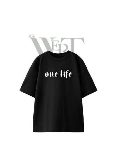 Thewert One Life Gothic Tasarım Baskılı Ünisex Siyah Oversize T-shirt