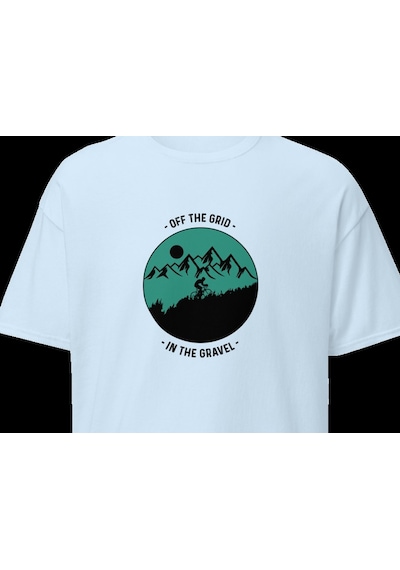 Wildstyle Off The Grid Gravel Dağ Bisikleti Doğa Macera Baskılı Unisex Bisiklet Yaka Pamuklu Tişört Bebek Mavisi