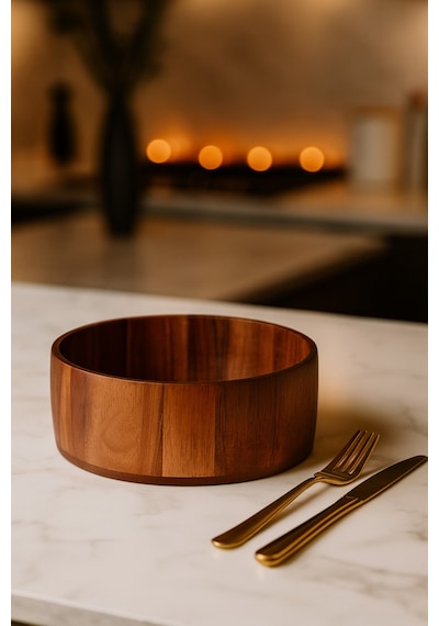 Oval Ahşap Kase 24.5 X 8 Cm Kahvaltı, Kurabiye Ve Atıştırmalık Kasesi Kahverengi