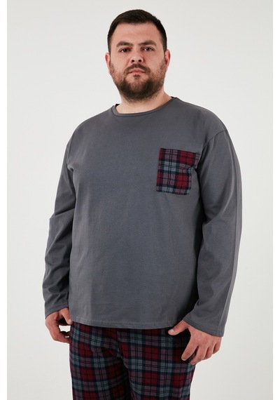 Buratti Pamuklu Regular Fit Büyük Beden Erkek Pijama Takımı 6572001B Antrasit