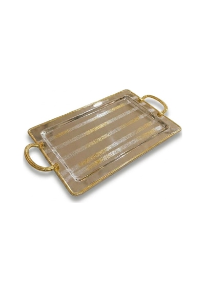 Büyük Boy Metal Tepsi 29 X 49 Cm Gümüş - Altın