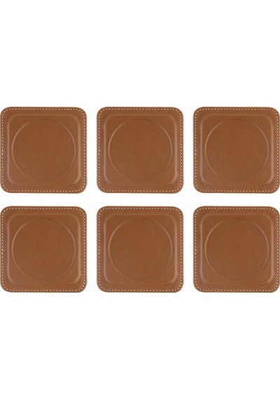 Bardak Altlığı,6 Lı Set,masaüstü Yuvarlak Cup Coaster,vegan Suni Deri,11x11 Cm.,taba Taba