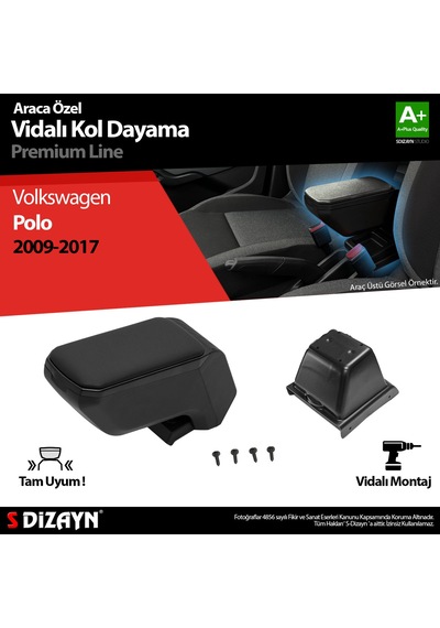 S-dizayn Vw Polo 5 Abs Vidalı Kol Dayama Kolçak Siyah 2009-2017 A+kalite