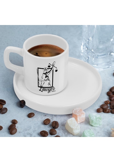 Bk Gift Kişiye Özel Sunum Tabaklı Avukat Tasarımlı Kahve Fincanı-15, Sevgiliye Hediye, Arkadaşa Hediye, Avukata Hediye Kobitmeyen137779 Bk Gift