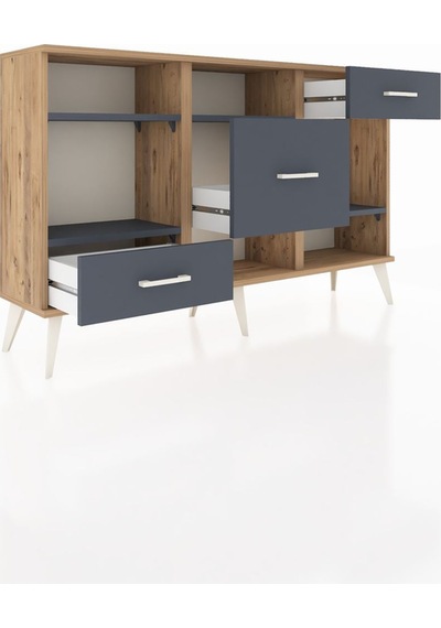 Arges Konsol 4 Raflı 3 Çekmeceli 132x30x83 Çam-antrasit/antrasit Antrasit/antrasit Arges Konsol 4 Raflı 3 Çekmeceli 132x30x83 Çam-antrasit/antrasit Antrasit/antrasit
