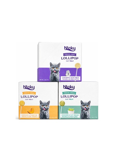 Lolipop 1,4 Gr Tavuk-kedi Çimi 15 Adet +keçi Sütü 15 Adet +balkabaklı 15 Adet - 45 Adet