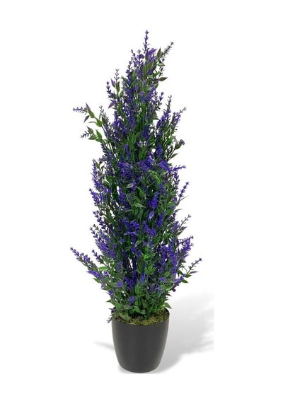 Yapay Çiçek Siyah Saksıda Mor Lavanta Ağacı 55cm