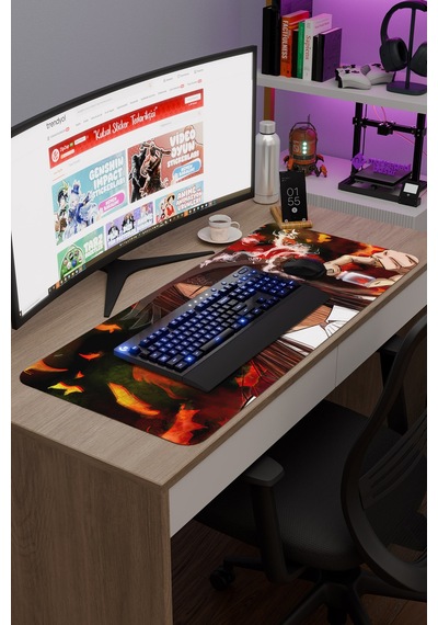 Fire Force Anime V3 - 90x40 Xxl Gaming Kauçuk Kaymaz Taban Mouse Pad Fare Altlığı