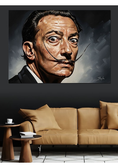 Ahşap Tablo Ünlü Ressam Salvador Dali Portresi İnsan Figürlü Tablolar