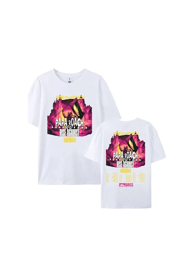 Startmore Beyaz Papa Roach Ve Canlı, Roach'a Karşı Yükseliş Turu Grafik Yaz Tees Beyaz