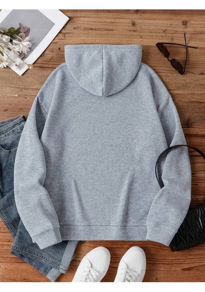 Uyguntarz Papatya Kelebek Baskılı Oversize Sweatshirt Gri