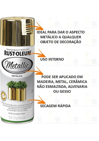 Rust-oleum 1910830 Metalik Gold Sprey Boya 325 Ml Parlak Altın Yansıtıcı Metalik Boya El İşine Özel Diğer