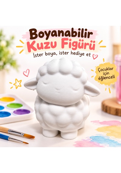 Boyanabilir Sevimli Hayvan Figürü Dekoratif Hobi Ve Boyama Objesi Koyun