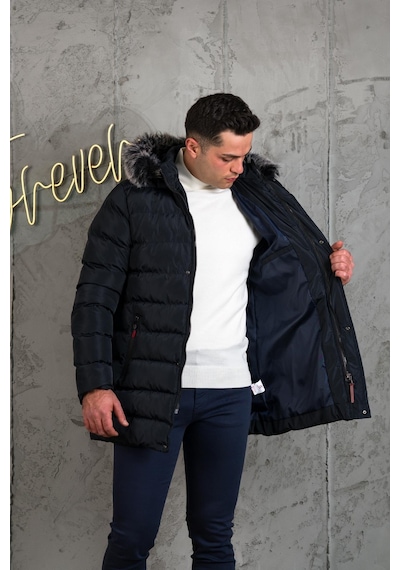 Slimfit Kapşonlu Içi Astarlı Erkek Spor Kapitone Mont 001