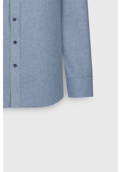 Ac&Co / Altınyıldız Classics Erkek Mavı Slim Fit Dar Kesim Klasik Yaka Flanel Gömlek Mavı Mavi