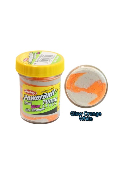 Berkley PowerBait Extra Doğal Kokulu Glitter (Simli) Alabalık Hamuru - Glow / White