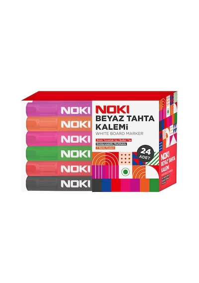 Noki 1664-p24 Yuvarlak Uçlu Beyaz Tahta Kalemi 24 Adet - Karışık Renk Çok Renkli