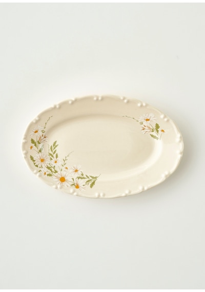 Daisy Porselen Sunum Tabağı Krem 20 Cm Krem