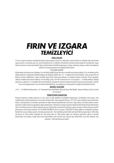 Sır Fırın ve Izgara Temizleyici Köpük 500 ML