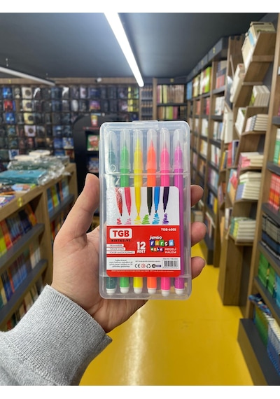 Keçeli Kalem Jumbo Fırça Uçlu 12 Li Şefaf Kutulu