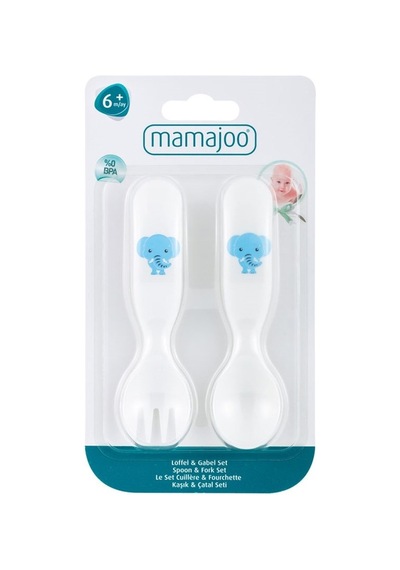 Mamajoo Desenli Kaşık & Çatal Seti / Mavi Fil Mavi