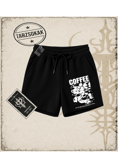 Tarzsokak Gotik & Grunge Streetwear Coffe Dream Unisex Şort Siyah