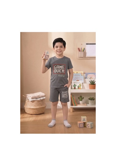 Minik Motion Çocuk Kısa Kollu Şortlu Takım - Süprem Kumaş Yüksek Kalite Füme