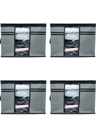 4 Adet - Pencereli Kazak Havlu Hurcu 45 X 40 X 30 Cm Ekicihome0002 Polipropilen 45 X 40 Gri Diğer