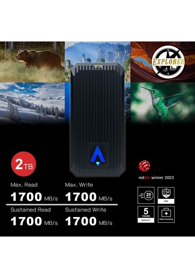 Explorer 2 Tb Taşınabilir Ssd - 1.700mb/sn'ye Kadar - Usb-c, Usb 3.2 Gen 2 - Harici Katı Hal Sürücüsü