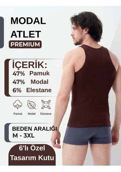 Mercan 6'lı Kahve Modal Atlet - Konfor Ve Rahat Kesim, Şıklık Seninle Kahverengi