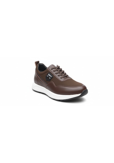 Growish Gr0420 Hakiki Deri Nubuk Detaylı Armalı Darbe Emici Beyaz Eva Taban Erkek Sneaker Ayakkabı Kahverengi