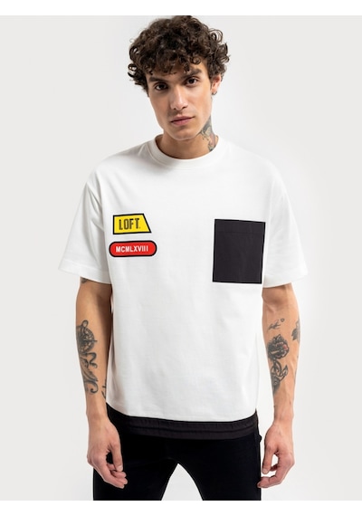 LOFT Loose Fit Erkek Tshirt K.kol Lf2036528 Q1.v1 Beyaz
