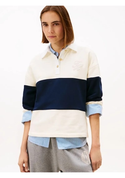 Tommy Hilfiger Gold Btn Rugby Terry Swtsrt Kadın Bej Sweatshirt - Ww0ww49519 Bej