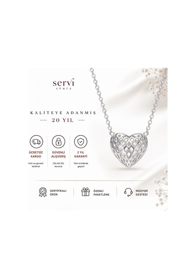 Servi 925 Ayar Gümüş Heart Fusion Kolye-9