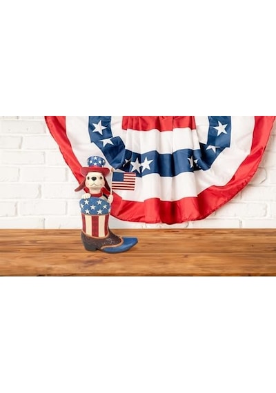Enesco Jim Shore Heartwood Creek Patriotic Dog Holding Flag İn A Cowby Boot Figurine, 22 Cm, Çok Renkli